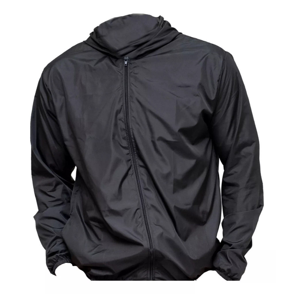 Corta Vento Jaqueta Masculino Lisa com Capuz e Bolso e ziper