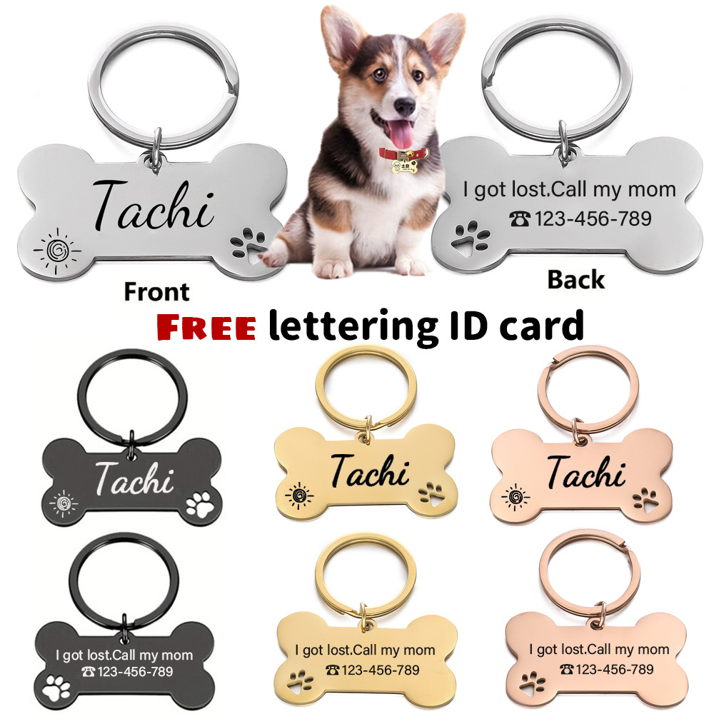 Logo de gravura a laser Plaquinha de identificação Pet Nome Placa Pingente Personalizada Gato Cachorro Cão Com telefone