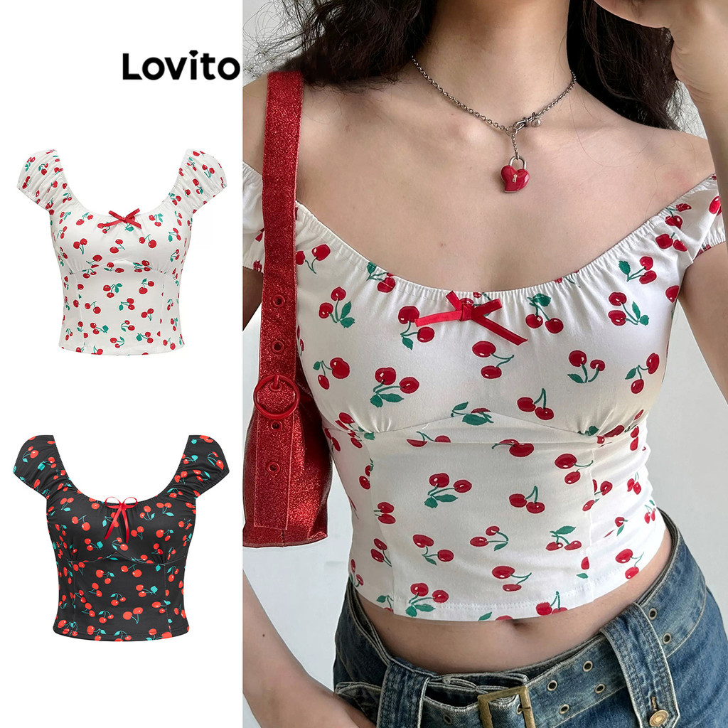 Lovito Camiseta Boho Camiseta Feminina Com Laço De Verão L80ED120 (Multicolorido) - Women Clothes