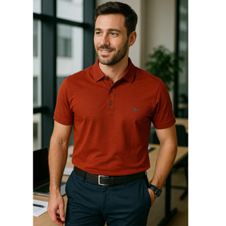 Camiseta Masculina Gola Polo Básica Sallo Premium TerraCota em Oferta na Shopee