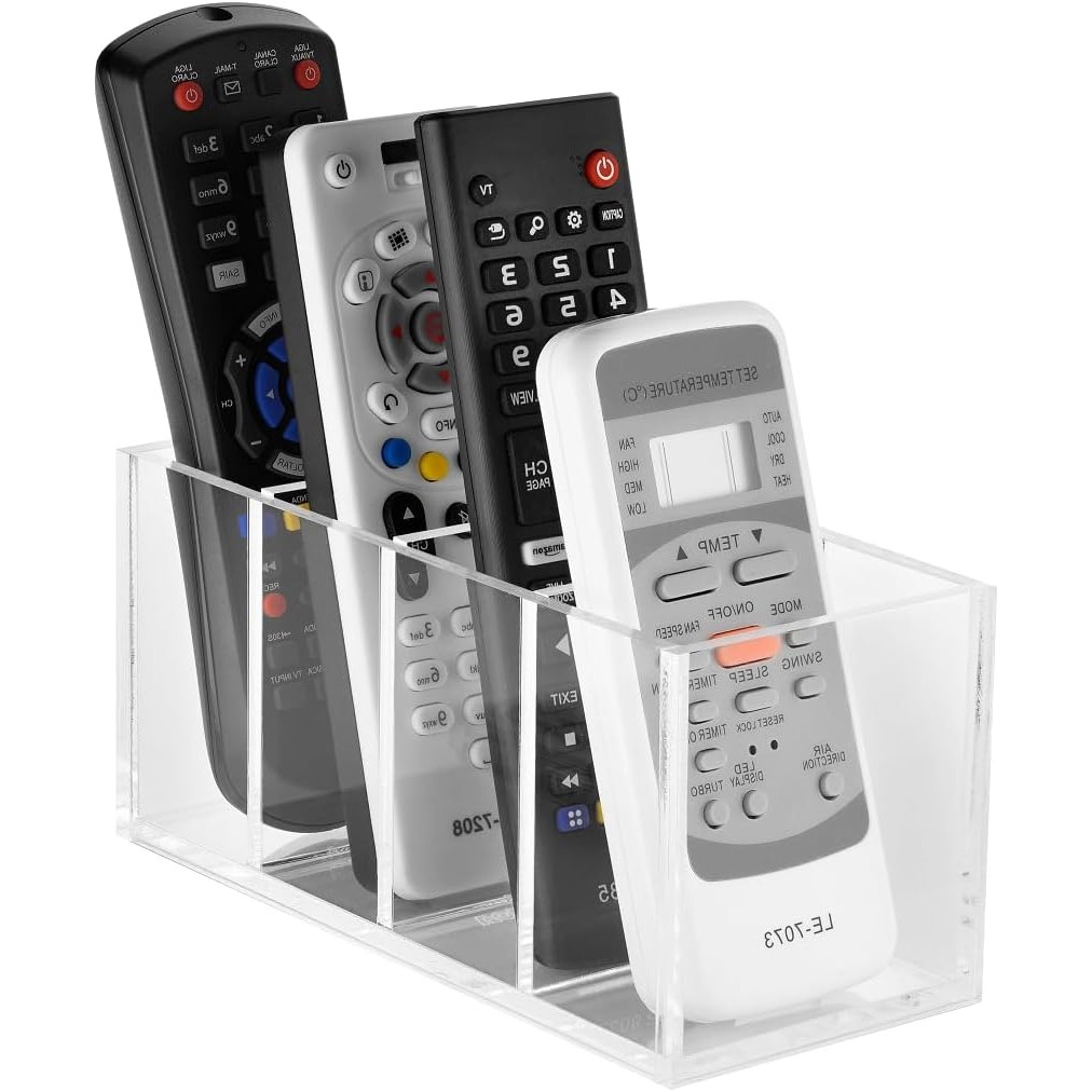 Porta Controle Remoto De Mesa em Acrílico Para 4 Controles