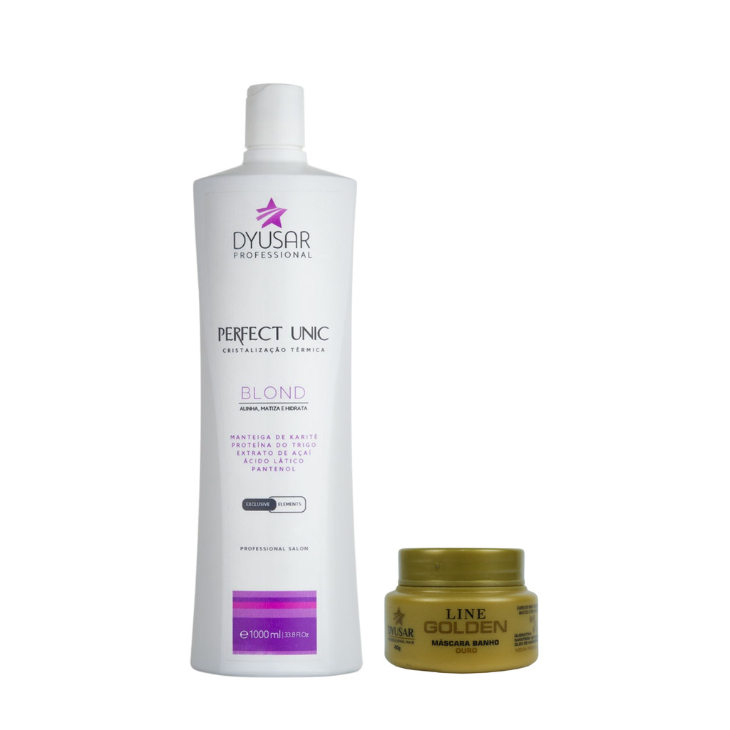 Progressiva Unicplastia Blond 1L + Máscara Ouro 40g Dyusar