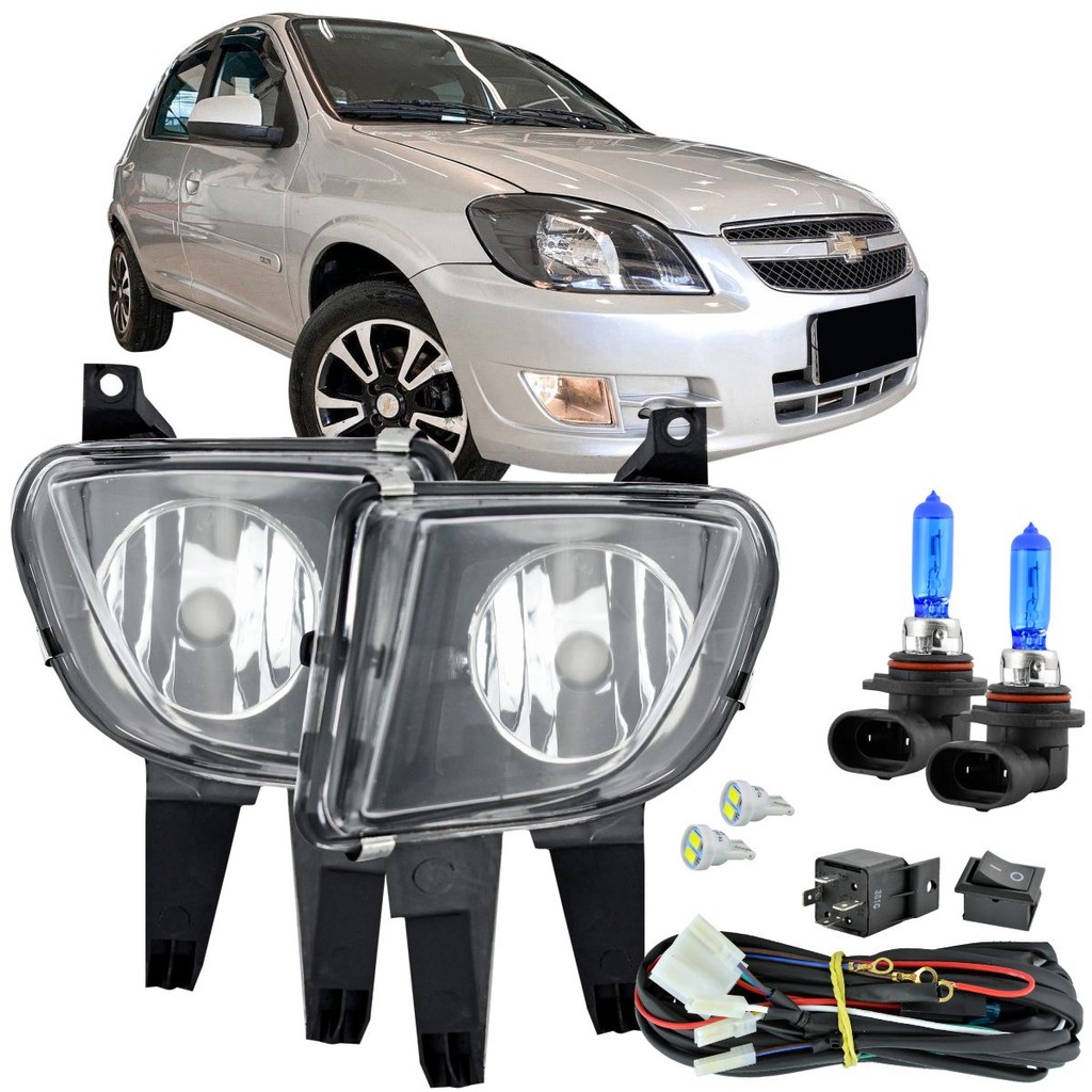 Kit Completo Farol Milha Auxiliar Celta Prisma 2007 2008 09 À 15 + Lampadas Super branca em Oferta na Shopee