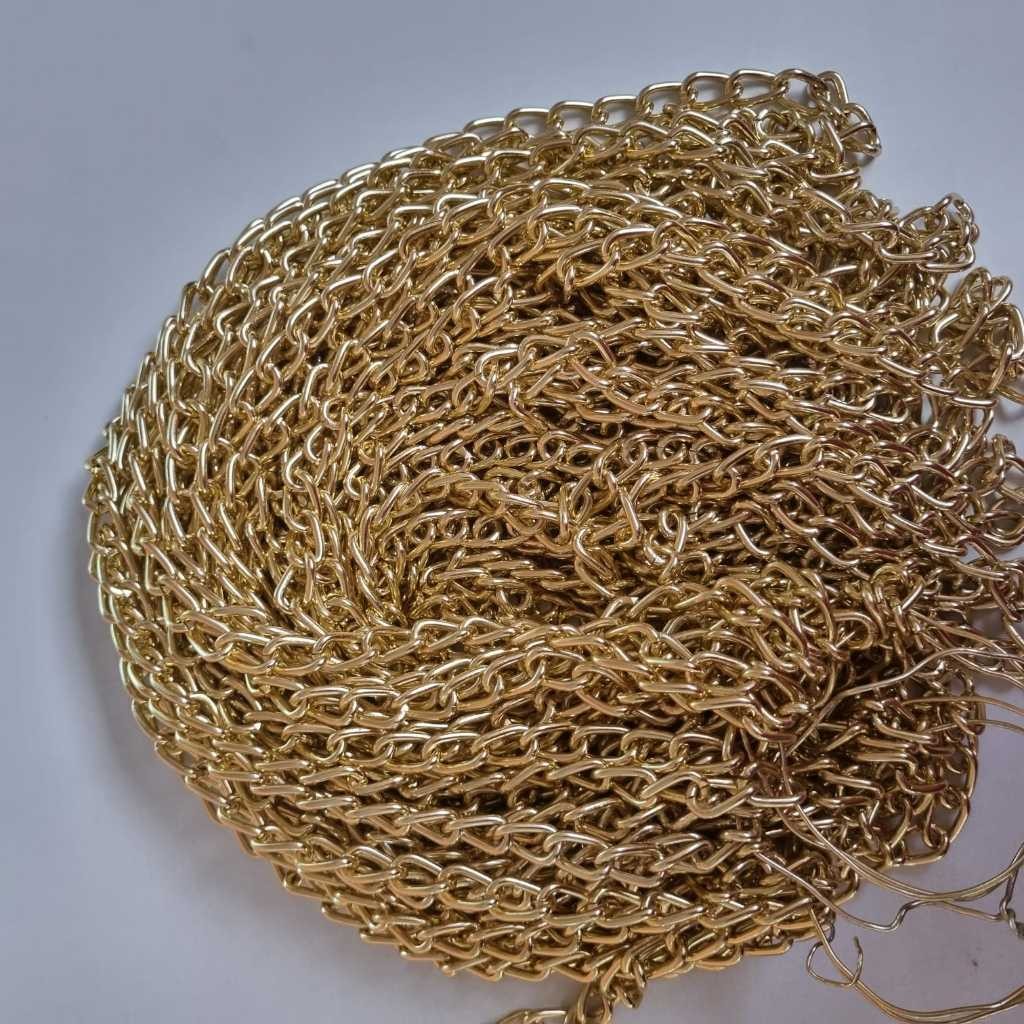 corrente de alumínio ouro 18k ideal para artesanato de bolsas e acessórios