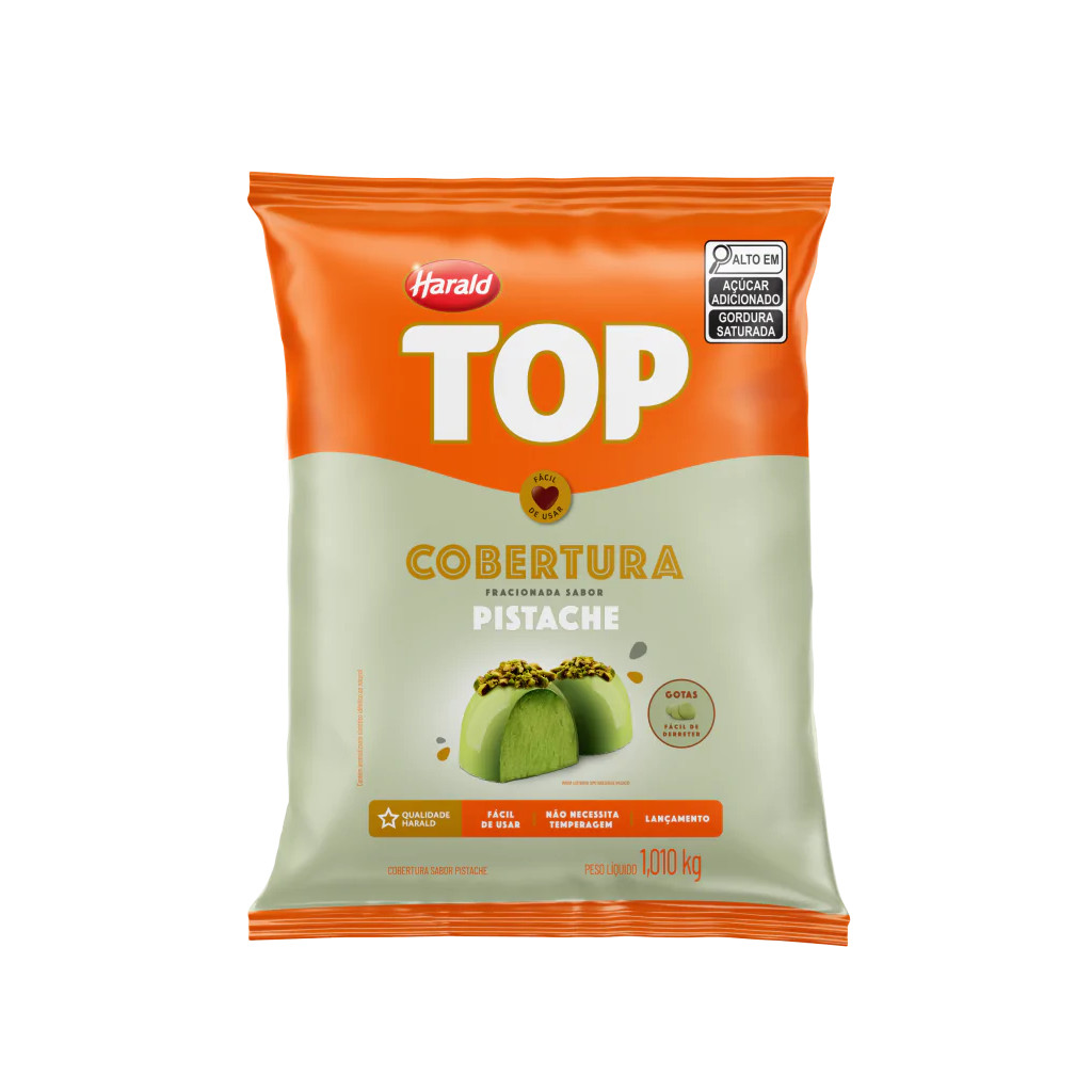 Chocolate Cobertura TOP Pistache em Gotas 1,01kg Harald em Oferta na Shopee