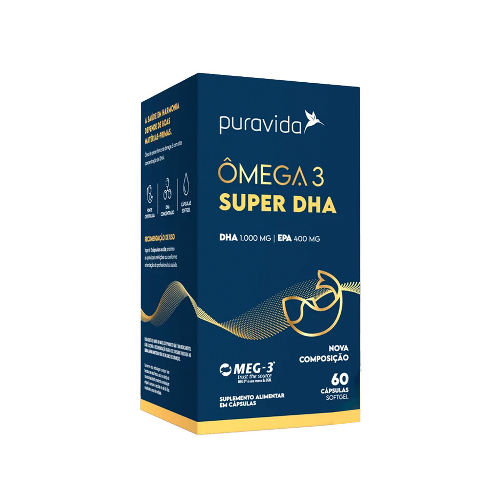 Ômega 3 Super da Puravida Pote com 60 Cápsulas Softgel em Oferta na Shopee