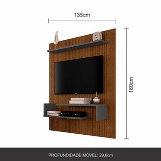 Painel Suspenso Sonora Tv 55" Grafite/freijó Ripado - Móveis Arapongas em Oferta na Shopee