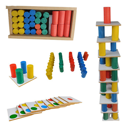 Jogo Torre Inteligente Madeira Brinquedo Educativo 40 Peças