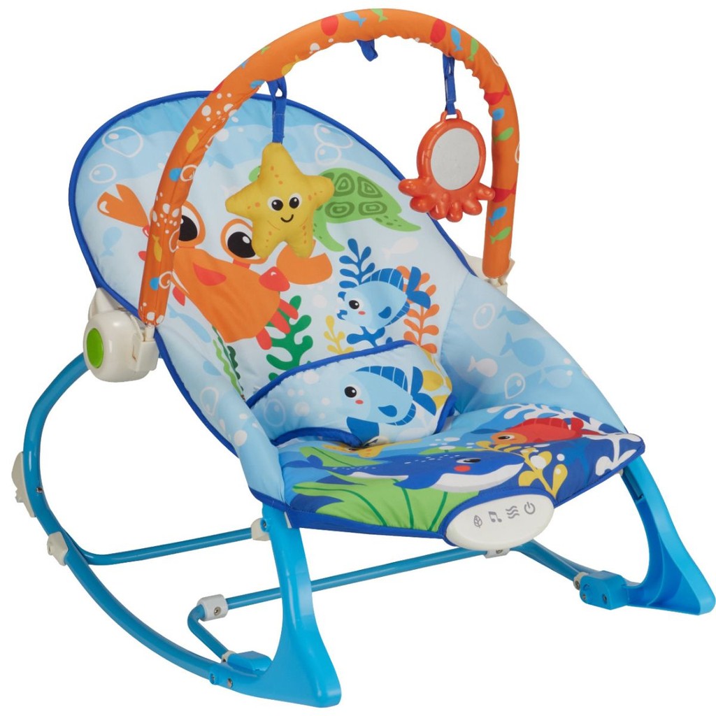 Cadeirinha descanso Smile vibratória com Ruído Branco para o bebê - Oceano