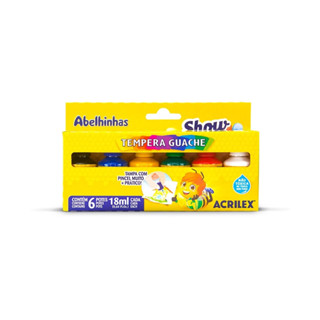 Tempera Guache 6 Potes 18ml Acrilex em Oferta na Shopee