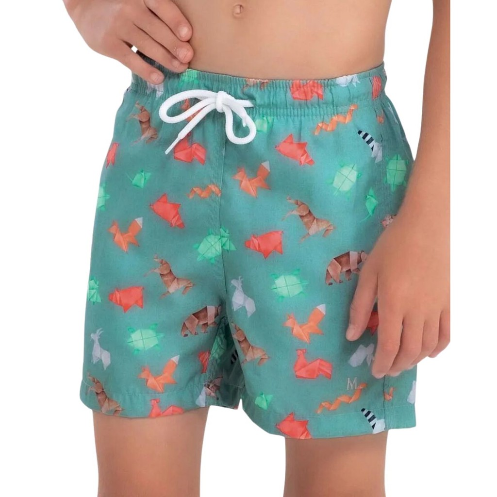 Shorts Infantil Mash Meninos Moda Praia Estampado Cordão Ajustável Poliester