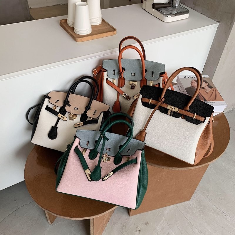 2025 All-Match High-End bolsa feminina europeu americano Retro contraste cor platina saco atacado moda Popular um-S
