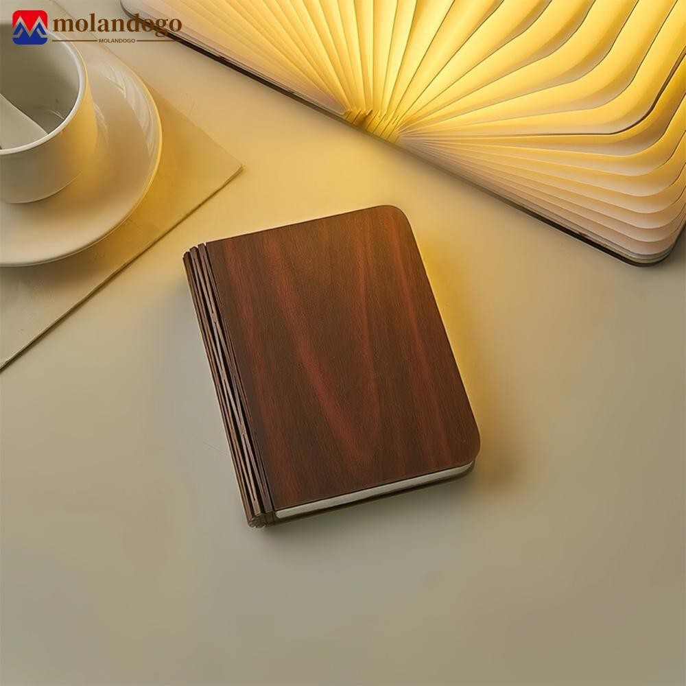 Milandogo LED Luz De Livro De Madeira 3D Criativa Lâmpada Recarregável Noturna Magnética Luminoso Dobrável Para Aniversá