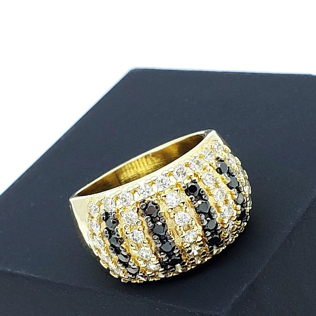 Anel Meia Aliança Cravejado Pavé Zirconias Banho De Ouro 18k 2255