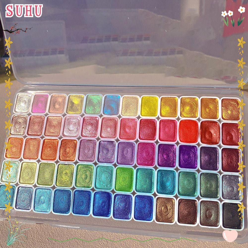 Conjunto De Pigmentos De Pintura Em Aquarela SUHU , Decoração De Flores Brilham Tintas Com Brilho Perolado em Oferta na Shopee