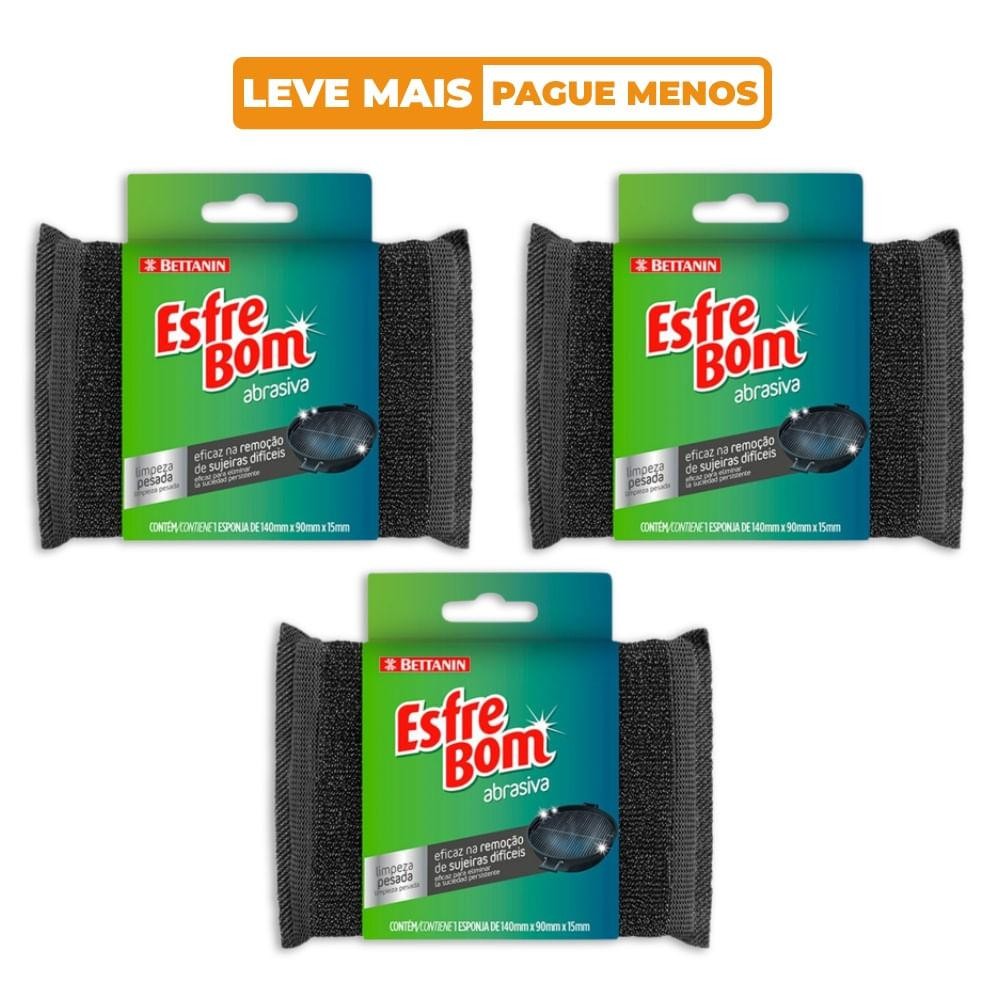 Kit Esponja Abrasiva Limpeza Pesada com 3 unidades EsfreBom em Oferta na Shopee