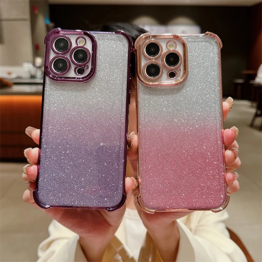 Capa De Telefone Luxuosa Revestida Com Glitter Gradiente Para Xiaomi Redmi Note 14 13 12 Pro Plus 14C 13C Poco C75 C65 M em Oferta na Shopee