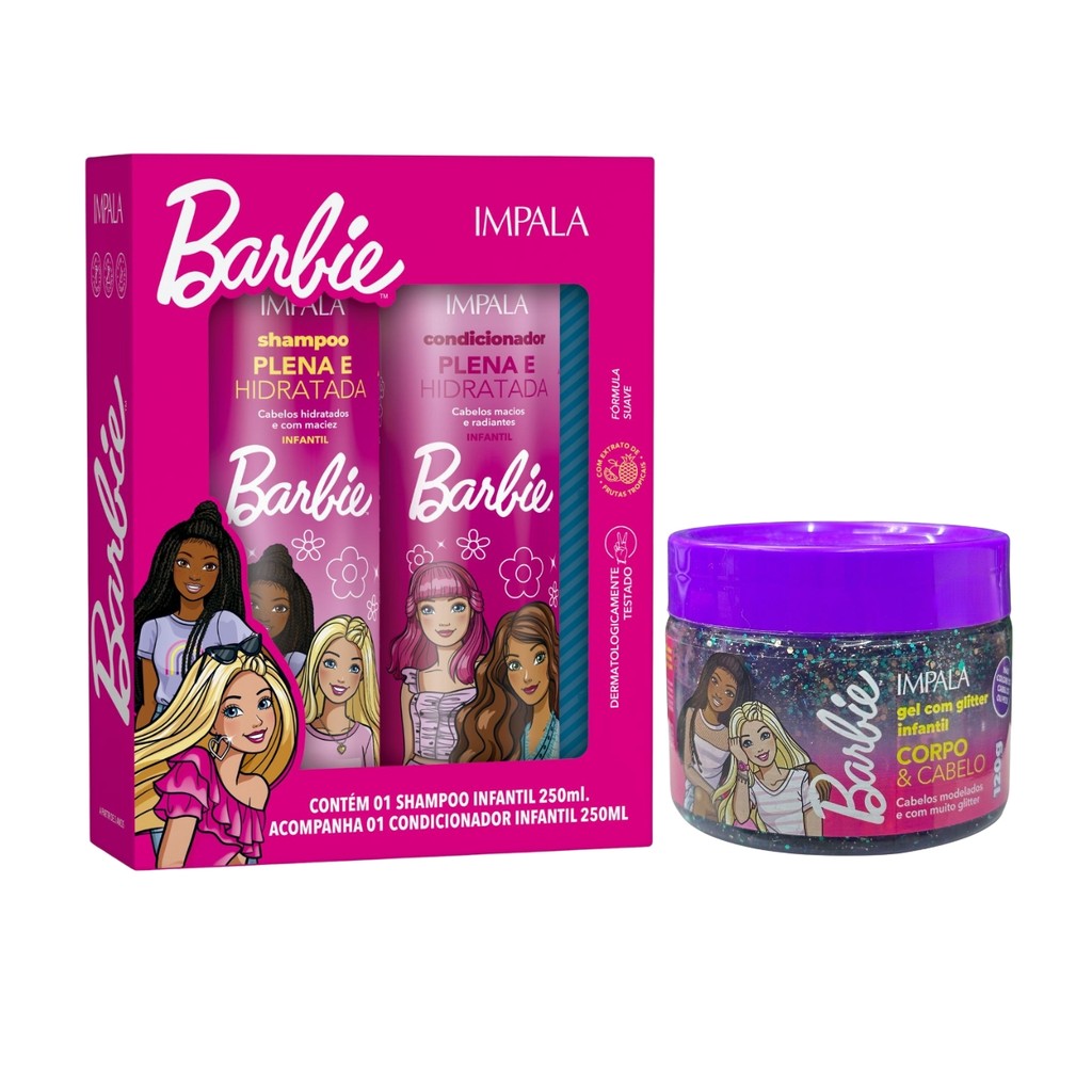 Kit Shampoo Condicionador Gel Plena Barbie Infantil Impala