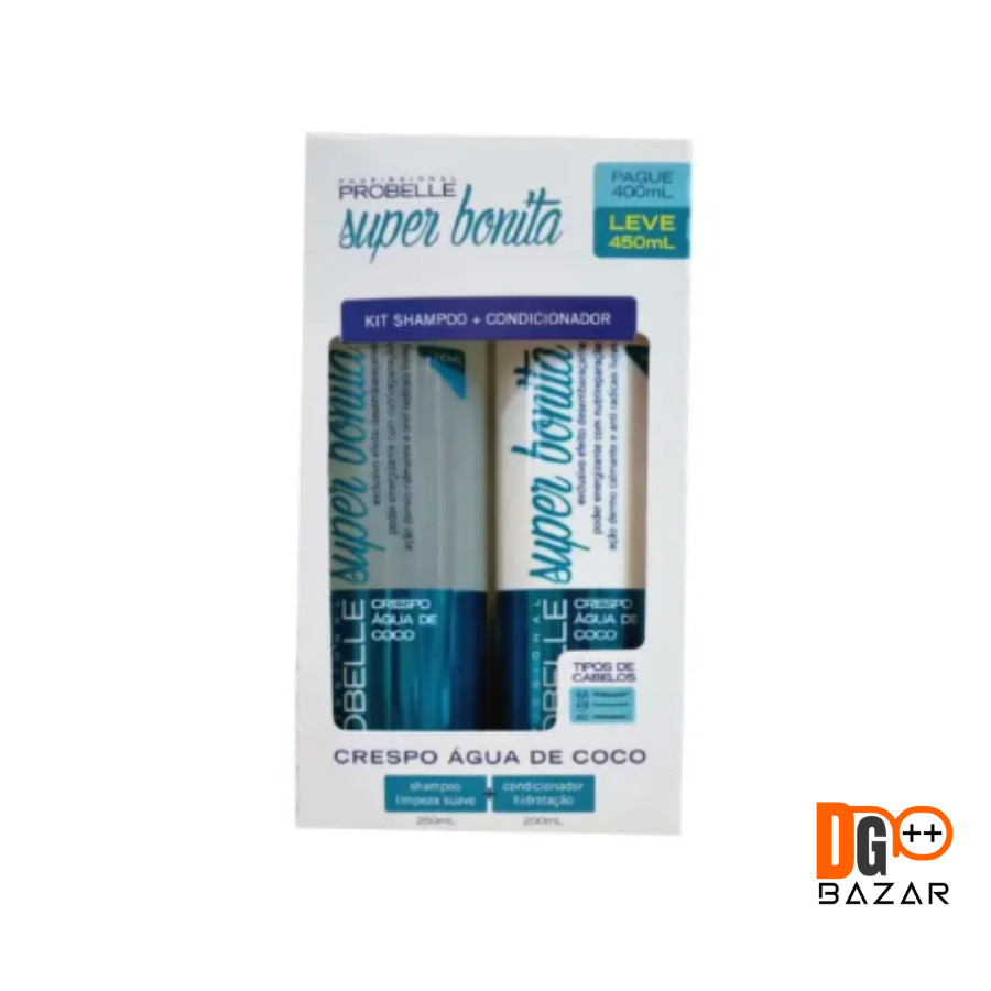Kit Shampoo 250ml + Cond 200ML Crespo Água de Coco - PROBELLE
