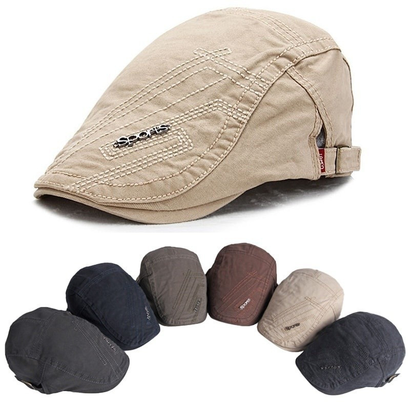 Boinas Masculinas Algodão Britânico Vintage Plano Bonés Gatsby Masculino Sólido Cinza Preto Primavera Outono Inverno Aju