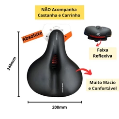 Banco Bike Selim Bicicleta Absolute Super Comfort Vazado Antiprostático Com Mola Elastômero