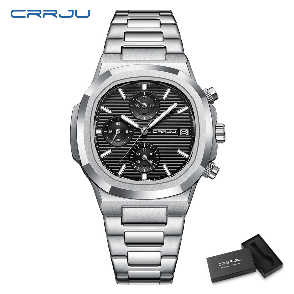 CRRJU Relógio Masculino Requintado Diário Multifuncional Casual À Prova D'água De Quartzo 2319