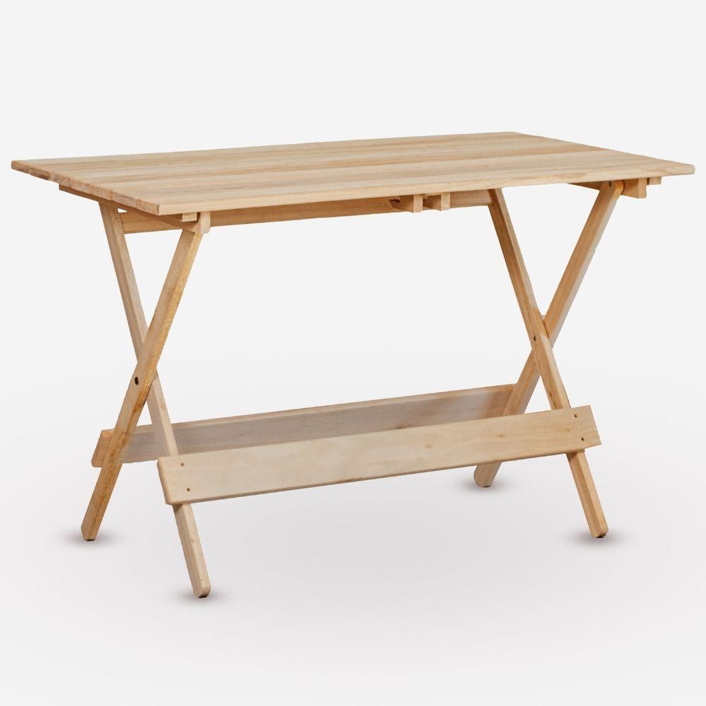 Mesa Dobrável 120x70 Em Eucalipto Sem Pintura - Home & Living
