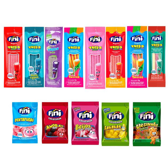 Kit 60 Balas Fini 15g Mix Tubes e Gelatina Festa Sacolinha Surpresa em Oferta na Shopee