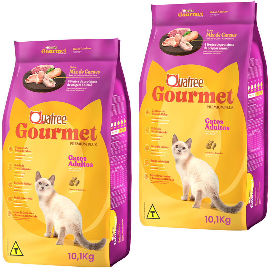 Kit 2 Quatree Gourmet Gatos Adultos Mix de Carnes - 10,1Kg em Oferta na Shopee