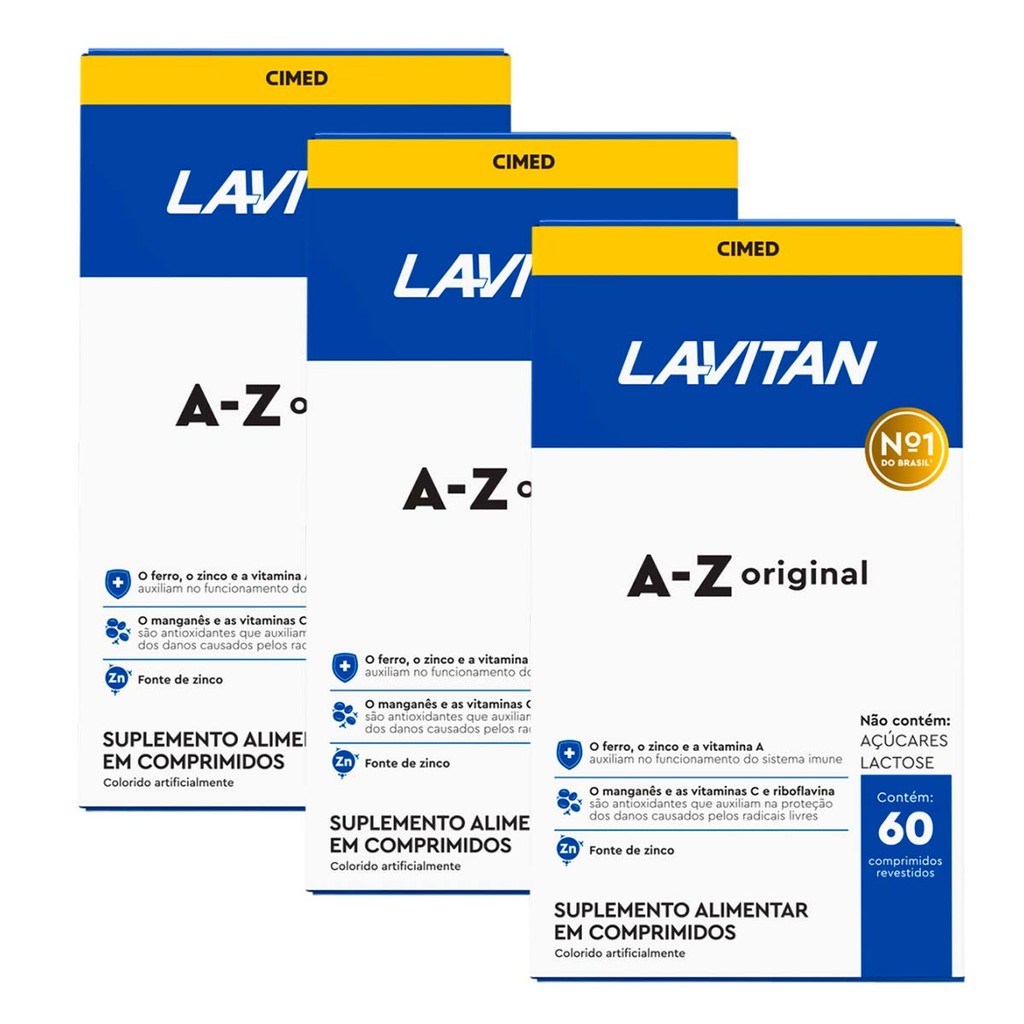 Kit 3 und Lavitan A-Z Suplemento Original 60 Cpr em Oferta na Shopee