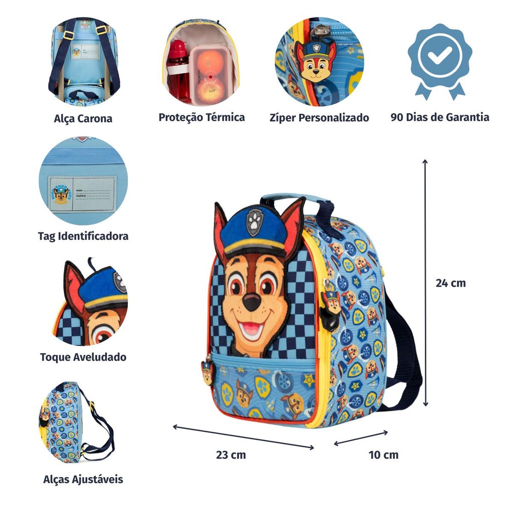 Lancheira Térmica Infantil Masculina Patrulha Canina Chase Baby — imagem 2 de 2