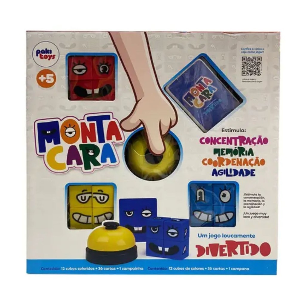 Jogo Monta Cara Paki Toys - Estimula Concentração e Diversão para Crianças a partir de 5 Anos