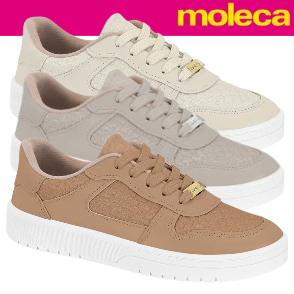 Tênis Casual Moleca Feminino Detalhe Texturizado em Oferta na Shopee
