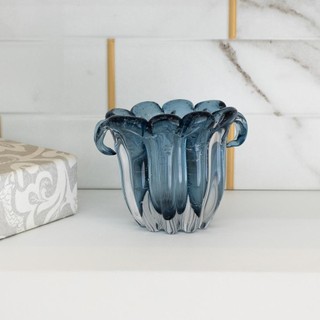 Vaso Lyor Italy de Vidro Azul 13cm x 11cm x 10cm em Oferta na Shopee