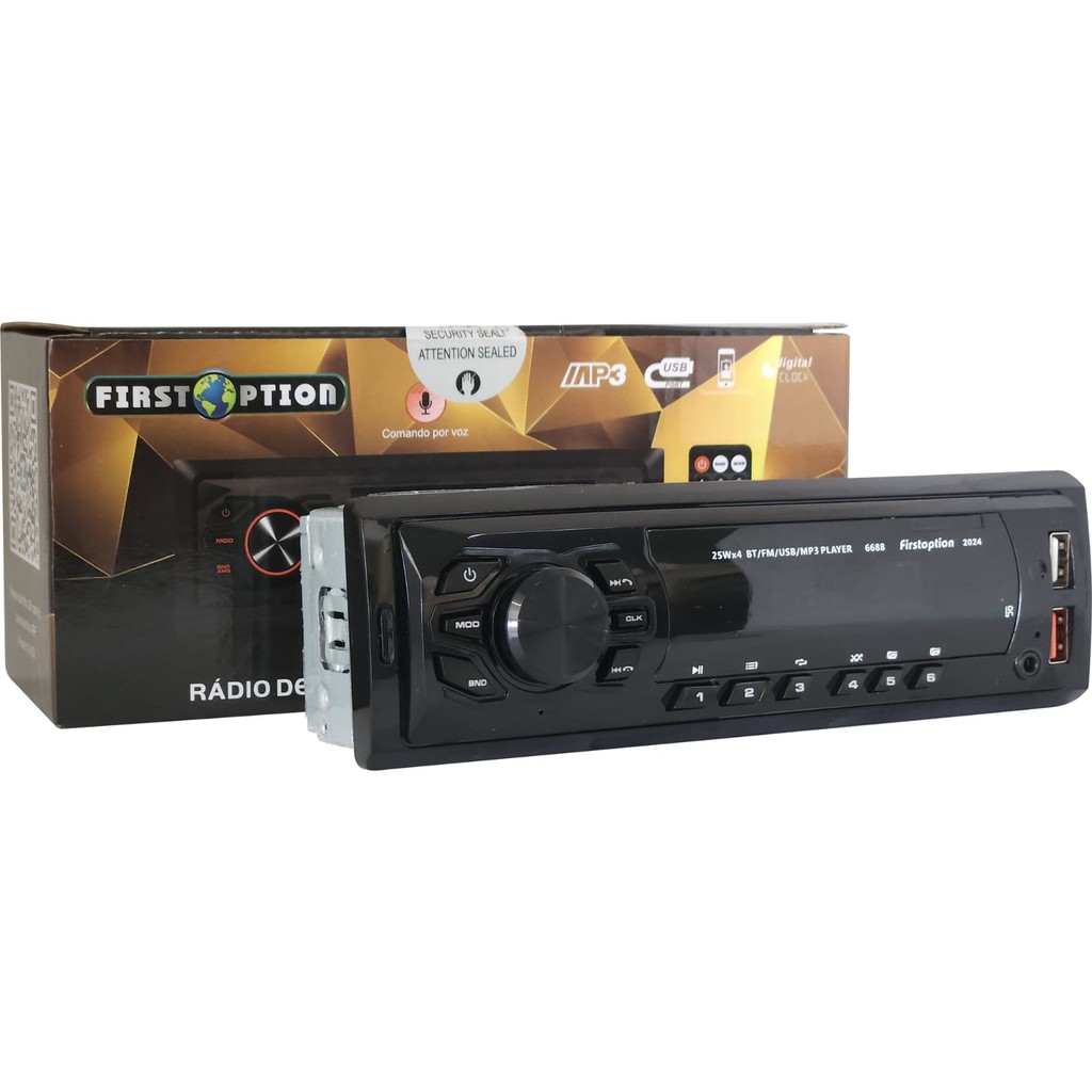 Mp3 Player Automotivo 12v 4x25w 1din Bluetooth 5.0 Fm Usb Sd 6688 2024