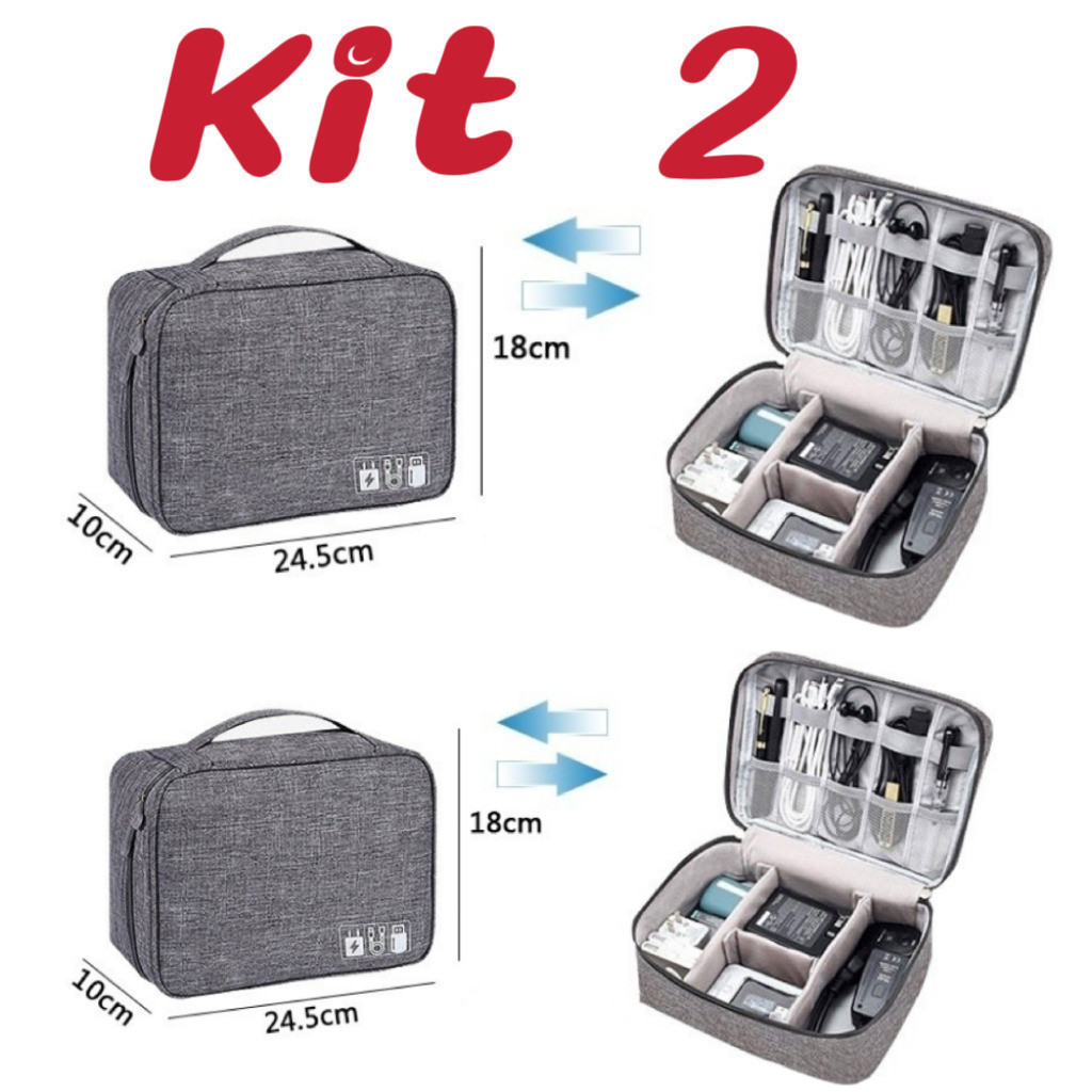 Kit 2 Bolsa De Armazenamento De Cabo De Dados Digital Multifuncional Viagem Necessário  jorge em Oferta na Shopee