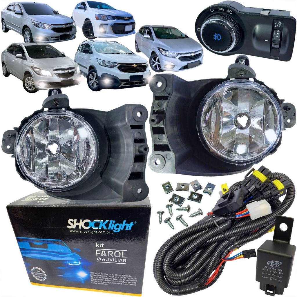 KIT FAROL DE MILHA GM CHEVROLET COBALT ONIX SONIC SPIN PRISMA 2012 A 2019 BOTÃO MODELO ORIGINAL