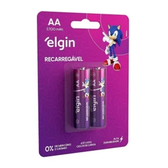 Pilha Recarregável Aa Pequena 2700mah Elgin Blister C/2 Unid