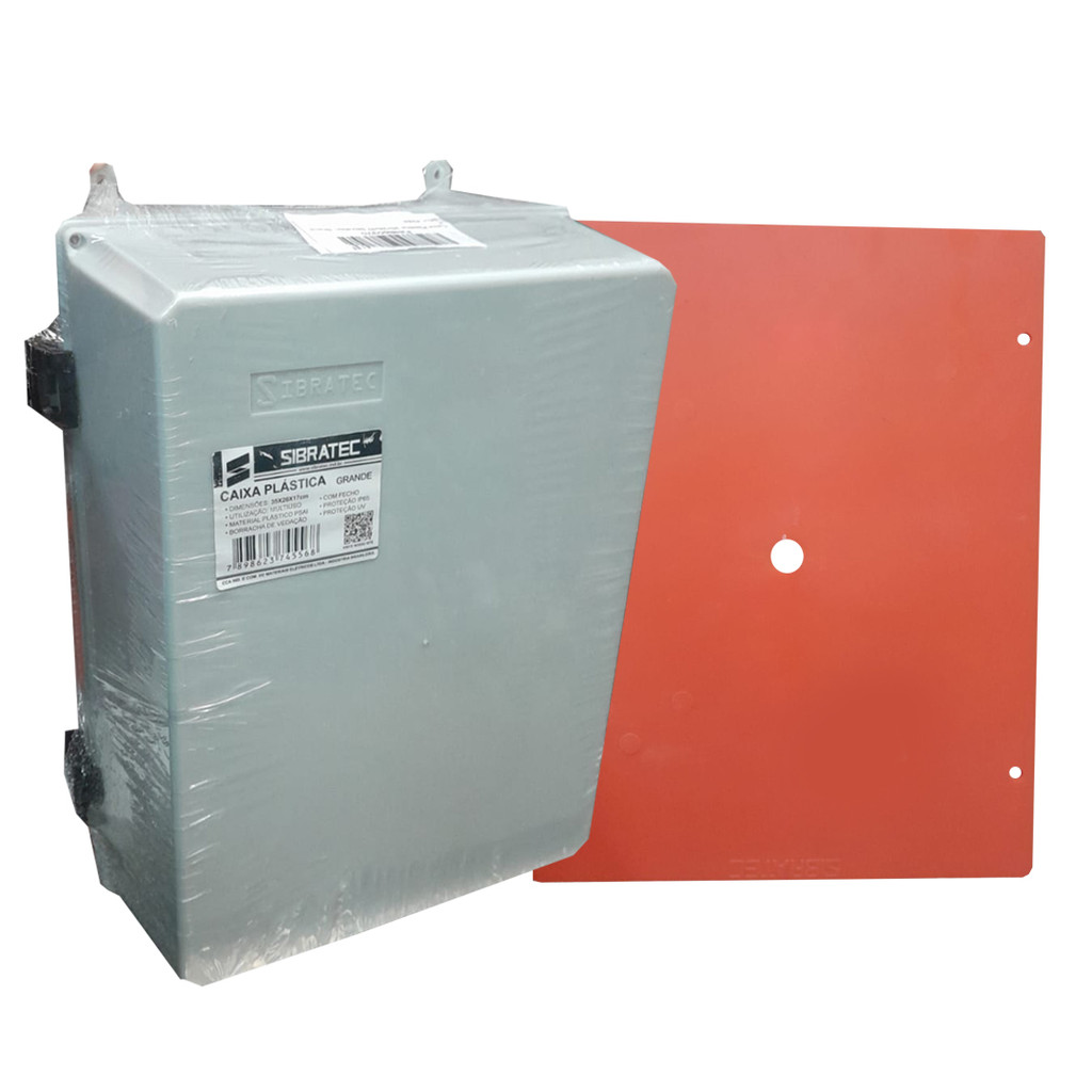 Kit Caixa Plástica C35 26x17cm Com Fecho + Placa Para Montagem Elétrica