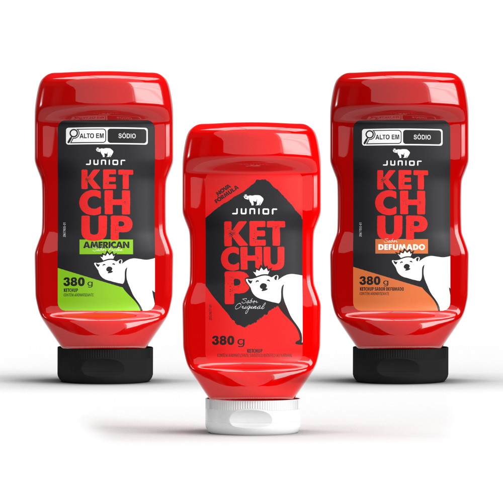 Combo Ketchup Defumado American Tradicional Com 3 Unidades Molho Gourmet Cremoso Junior Frasco Hamburgueria Lanches