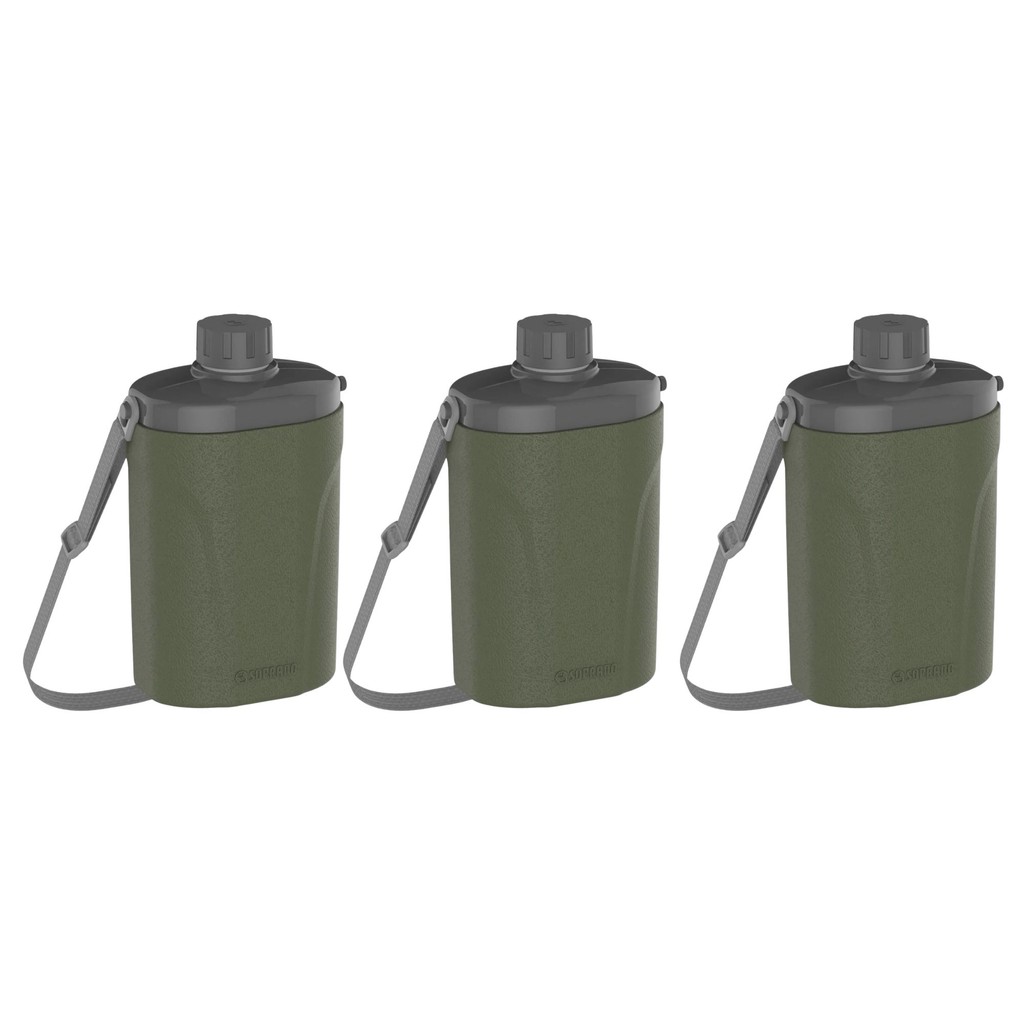 Kit 3 Cantil Garrafa Safari 1L C/ Alça Camping Trilha Térmica Conserva 2h/3h Quente Frio Resistente