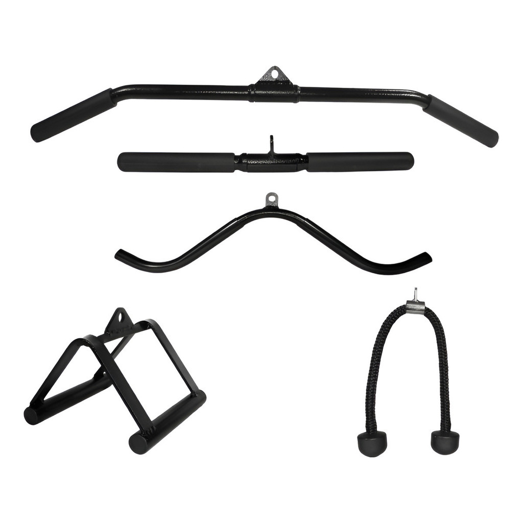 Kit Barra W Costas Reto Triangulo Puxador Corda Triceps Off