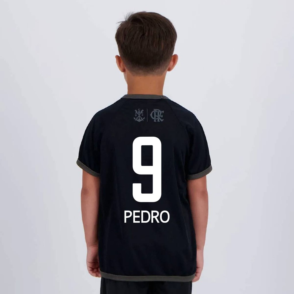 Camisa Flamengo Pedro 9 Atlas Infantil Preta - Sports & Outdoors