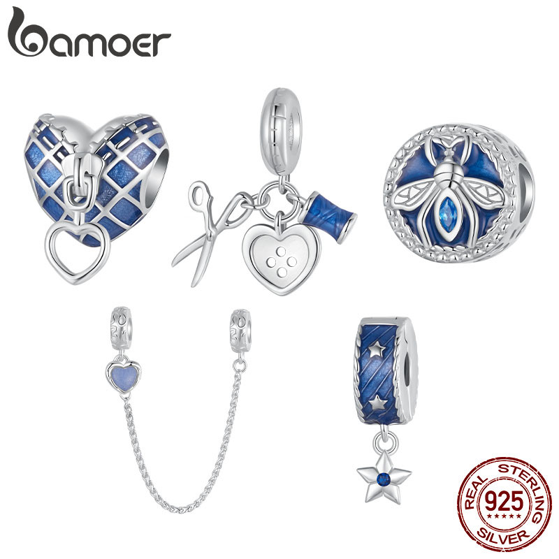 Bamoer 925 Prata Esterlina Pingente Coração Alfaiate Inseto Estrela Frisado Acessórios Série Pulseira em Oferta na Shopee