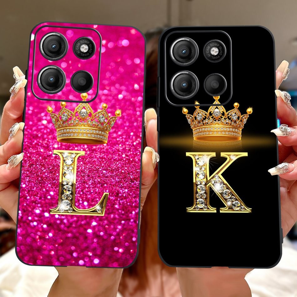 Motorola MOTO G15 E15 2024 Nova Moda Coroa Letra Inicial Casal Caso De Telefone