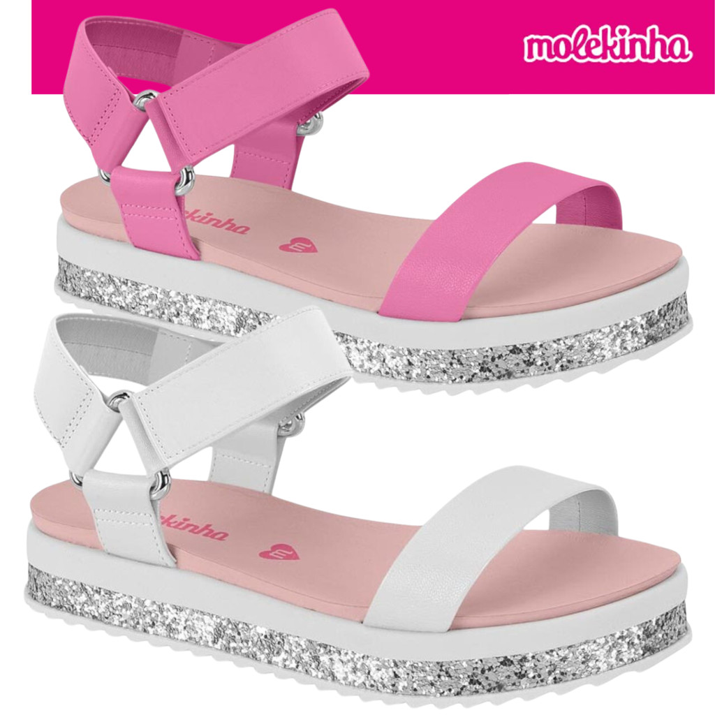 Sandalia Infantil Molekinha Velcro Colorida Menina Fashion em Oferta na Shopee
