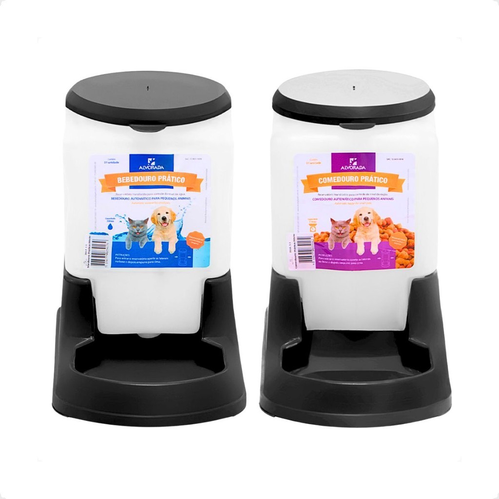 Kit Bebedouro Comedouro Automatico Cachorro Gato e Prático 3 litros - Alvorada Preto em Oferta na Shopee
