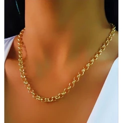 Colar Elo Português Grosso Banhado em Ouro18k