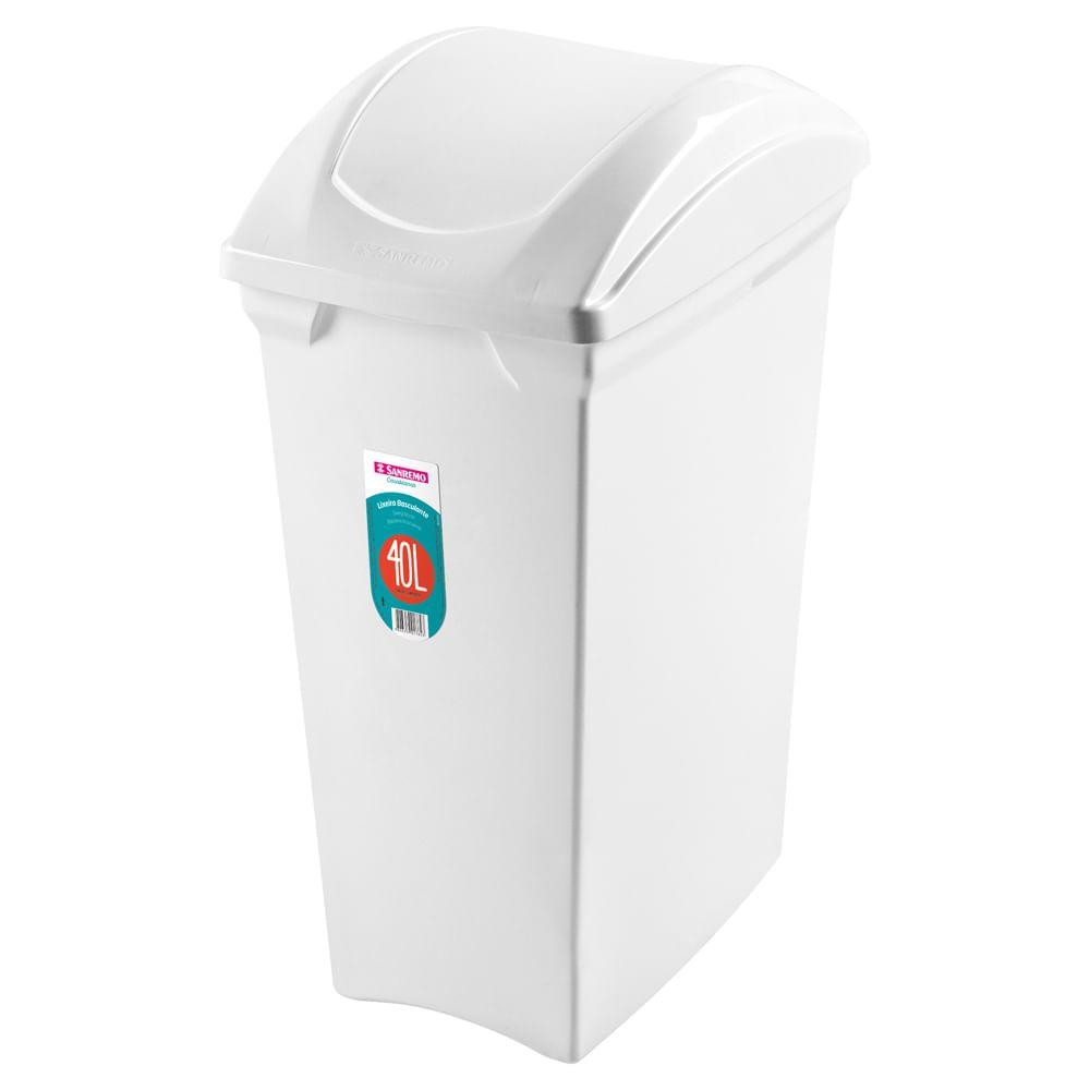 Lixeira Plástica com Tampa Basculante Branca 40L Casablanca Sanremo em Oferta na Shopee