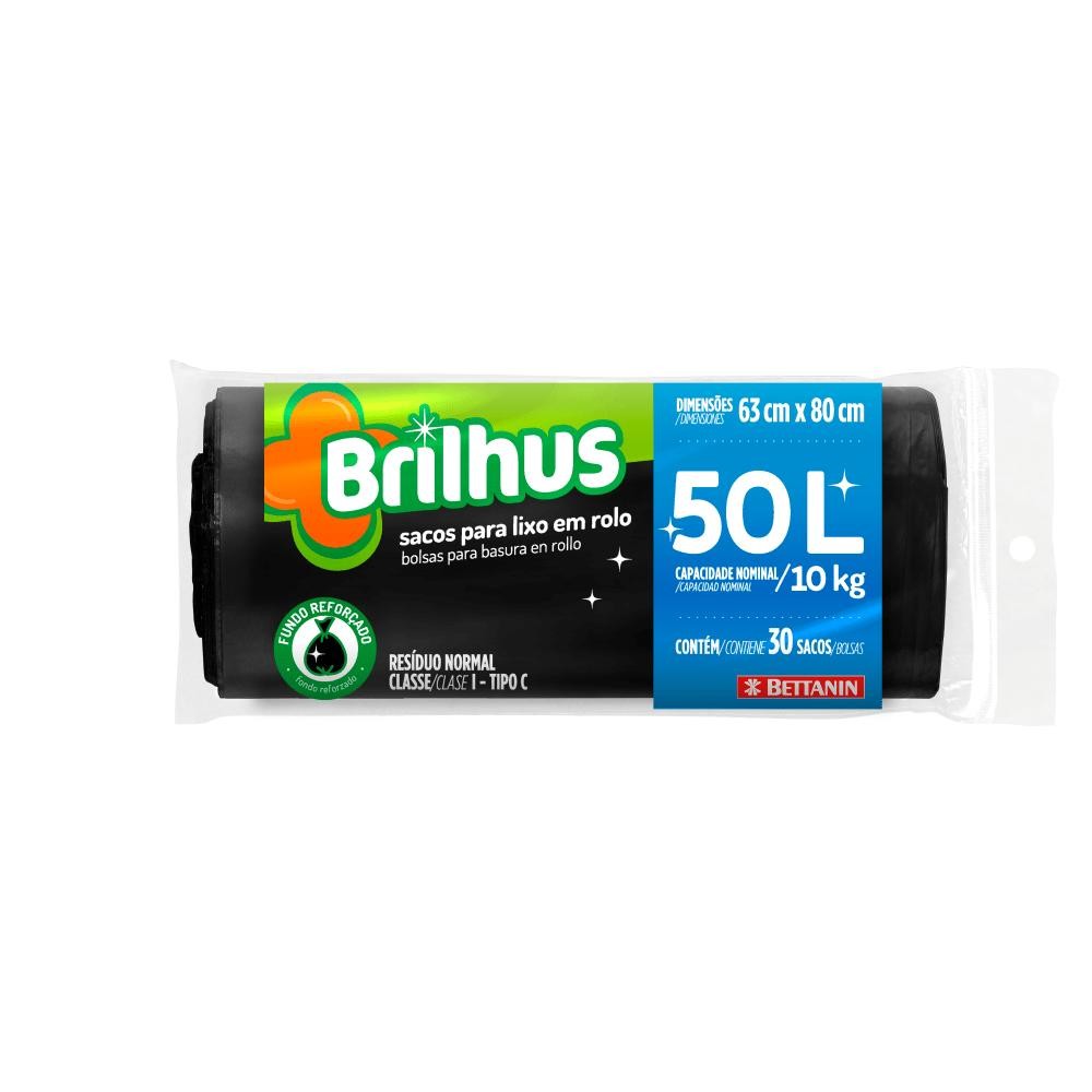 Saco de Lixo em Rolo 50L Brilhus Bettanin 30 Unidades - Home & Living